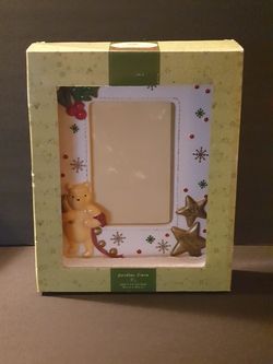 Classic Pooh By Disney Holiday Porcelain Picture Frame 4x6 Photo