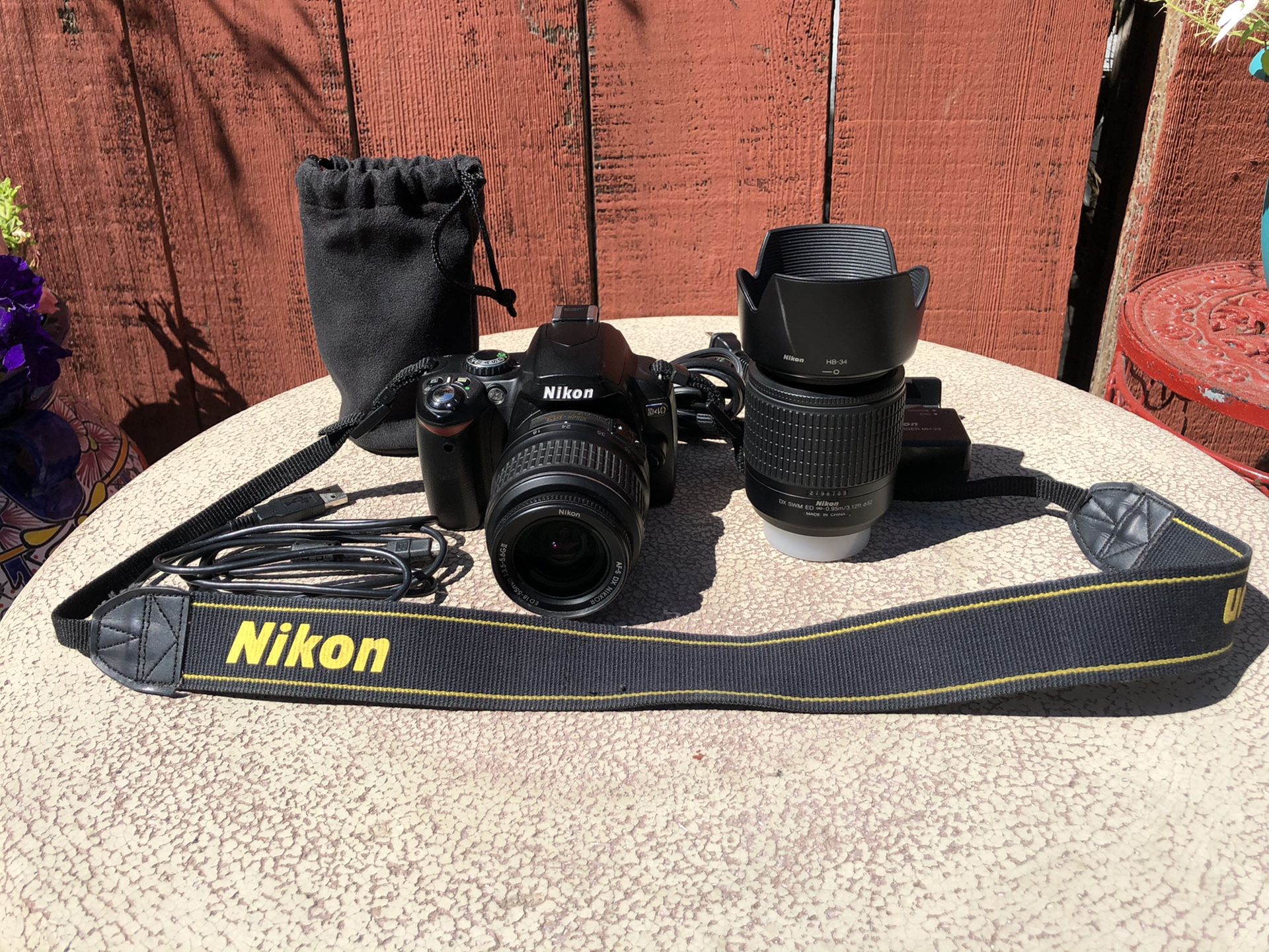 Cleaned and serviced Nikon D40 DSLR Camera with two Lenses