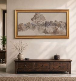 Large Gold Framed Watercolor Landscape Canvas Wall Art 20x40