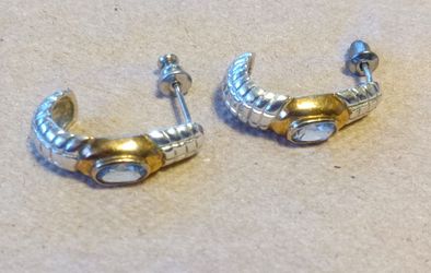 Sterling Silver, Gold, Blue Topaz Earrings