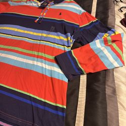Ralph Lauren Polo Men's Long Sleeve Red Multi Shirt With Hood (XXL)
