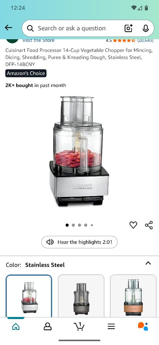 Cuisinart Food Processor 14-Cup Vegetable Chopper for Mincing, Dicing, Shredding, Puree & Kneading Dough, Stainless Steel, DFP-14BCNY
