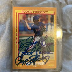 1988 Score Signed Gregg Jefferies Rookie Card 