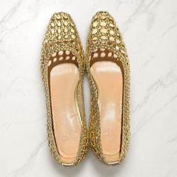 Brand New Gold Woven Flats Shoes Women’s Size 6