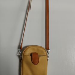 Yellow Italian Leather Crossbody Purse