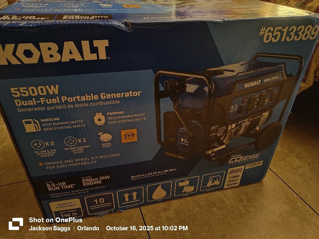 5500w Kobalt Dual Fuel Generator