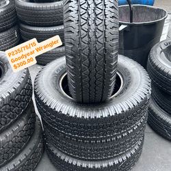 Set of four used 235/75R18 $300