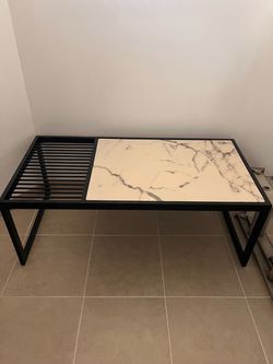 Coffee Table - Faux Marble Top / Metal Frame