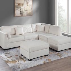 Corduroy Sectional W Ottoman 