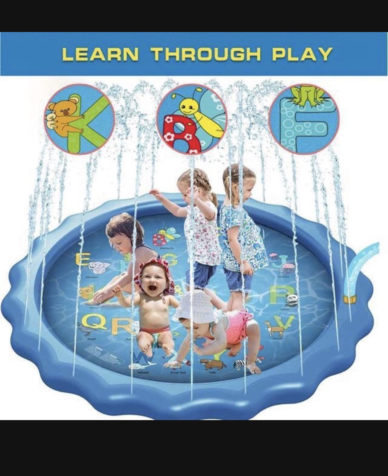 68” Splash Mat Kids Toys , Sprinkler & Splash Play Mat For Toddlers, Inflatable