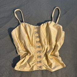 Paper Moon Cream Corset w/ Silver Adjustable Buttons | Small