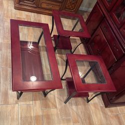Cherrywood Coffee Table And Two Side Tables