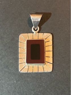 Sterling Silver 925 Black & Red Mexico Pendant