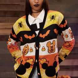 Disney Her Universe Mickey Mouse Candy Corn Halloween Cardigan Hot Topic 