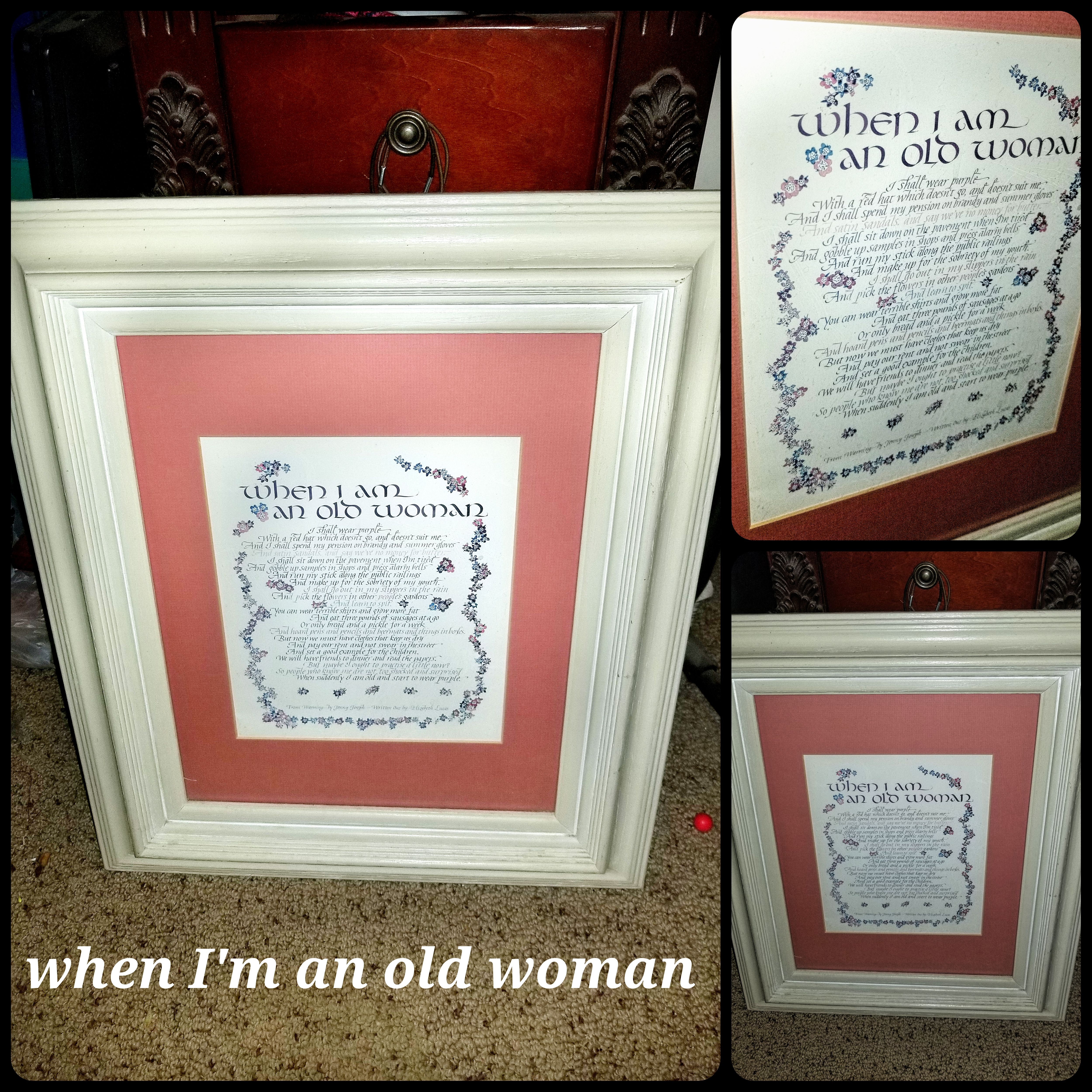 When I am an old woman i shall wear purple vintage framed poetry