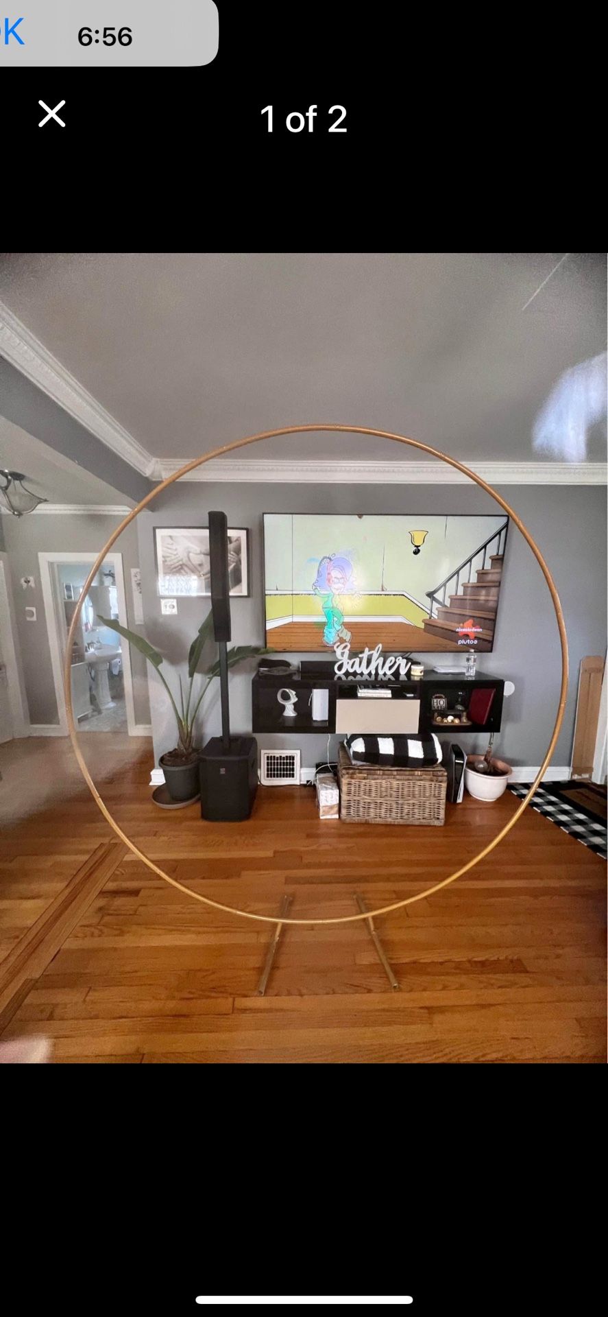 Party Backdrop round hoop. 6.2 ft round gold