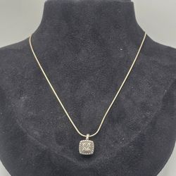 925 Sterling Silver Diamond Cluster Pendant Necklace – 5.1g
