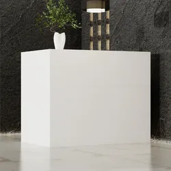 55.9 inches Modern Minimalist White/Black L-Shaped Reception Desk with Large Storage Filing Cabinets