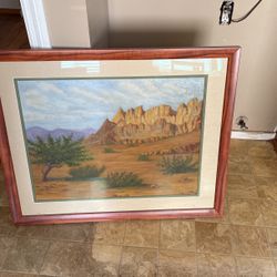 36 Wide X29tall Desert landscape and a very expensive frame
