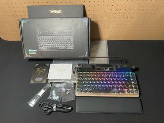 New 7KEYS Retro Typewriter Mechanical Gaming Keyboard, Vintage Style Computer Keyboard W/ Wireless Bluetooth5.0/Wired/2.4G, True RGB Backlight, Compat