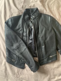zara woman black 100% leather jacket size small