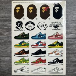 A Bathing Ape 2005 Sticker Sheet Brand New Vintage Nigo Rare Ape Sticker Bapesta