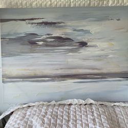 NEW 30” X 40”  Wall Art Wall Decor Wall Canvas Art Canvas Painting Grey Blue Tones Selling For $85 Amazon $102.99 