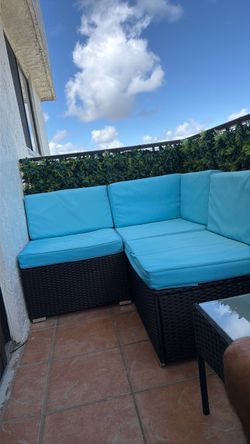 Patio Joy 6-Piece Outdoor Wicker Sectional Sofa Set + Table