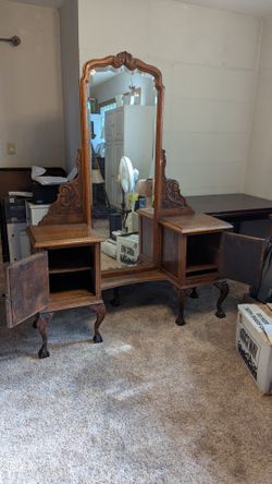 1920s Antique Vanity with Beveled Mirror - $375 OBO
