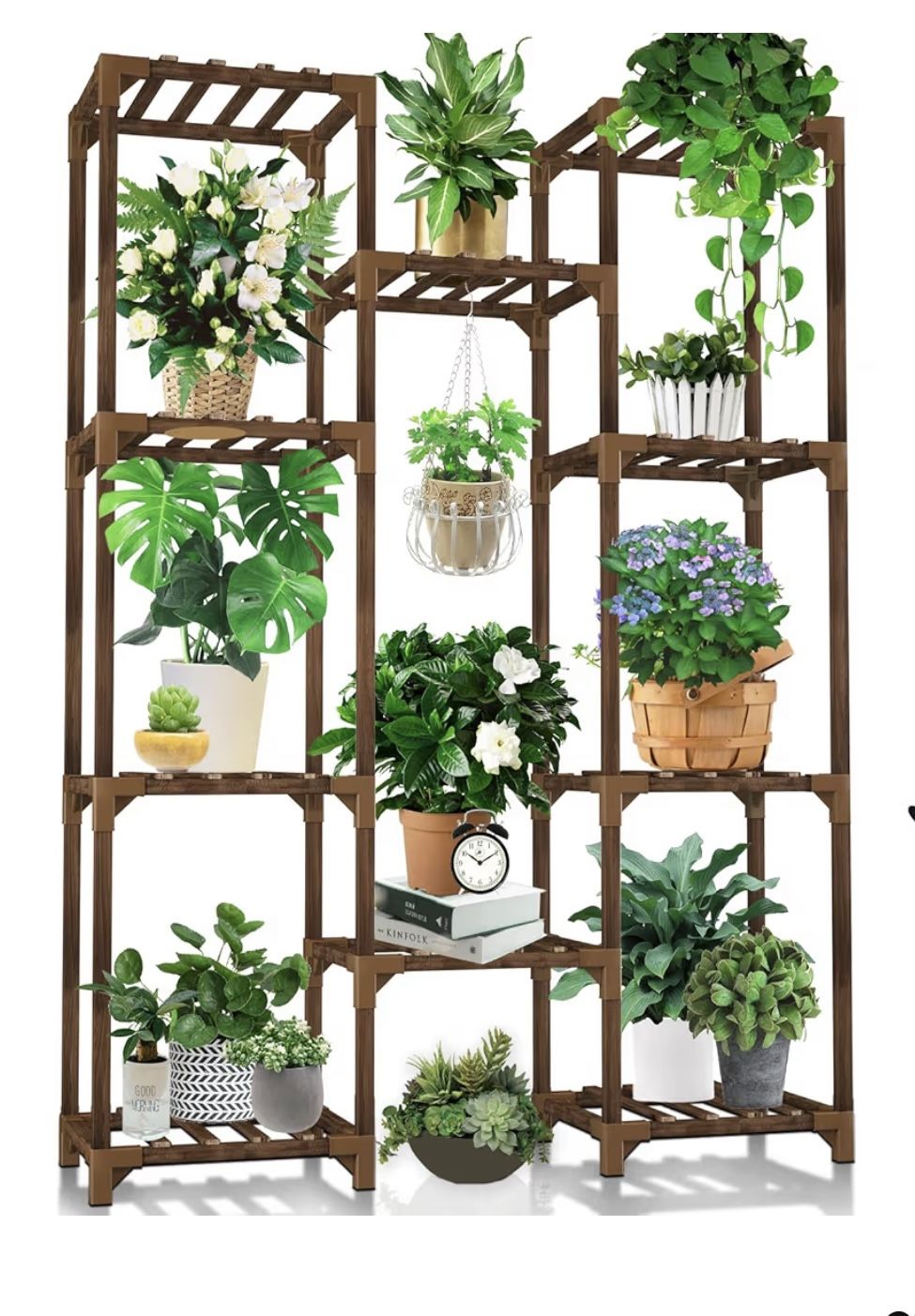 NEW Tall Wood Plant Stand (10 Tiers / 11 Pots)