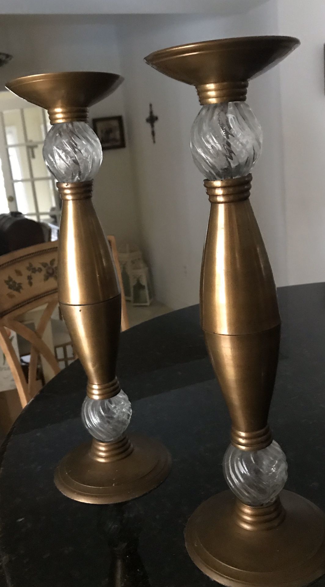 Bronze and glass Candle holders
