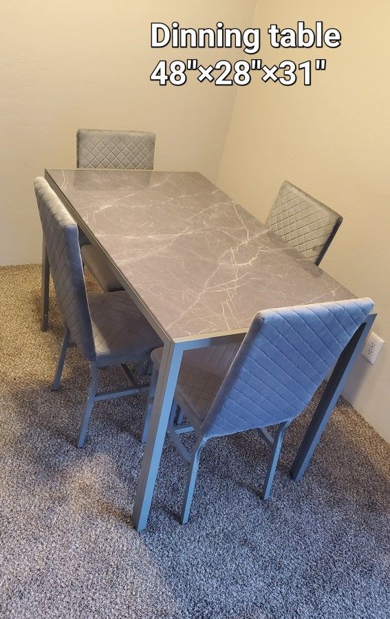 4 Person Dining Set, Tempered Glass Dining