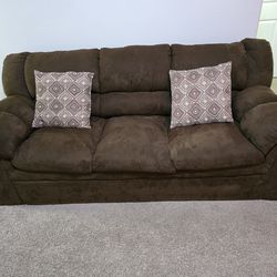 Super Comfortable Sofa, Brown Microfiber, with Pillow Top Arms, Clean & Great Condition