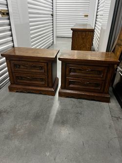 Pair of Wood 2-Drawer Nightstands