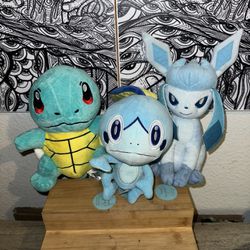 Pokémon plush bundle lot - glaceon , sobble & squirtle plush bundle lot