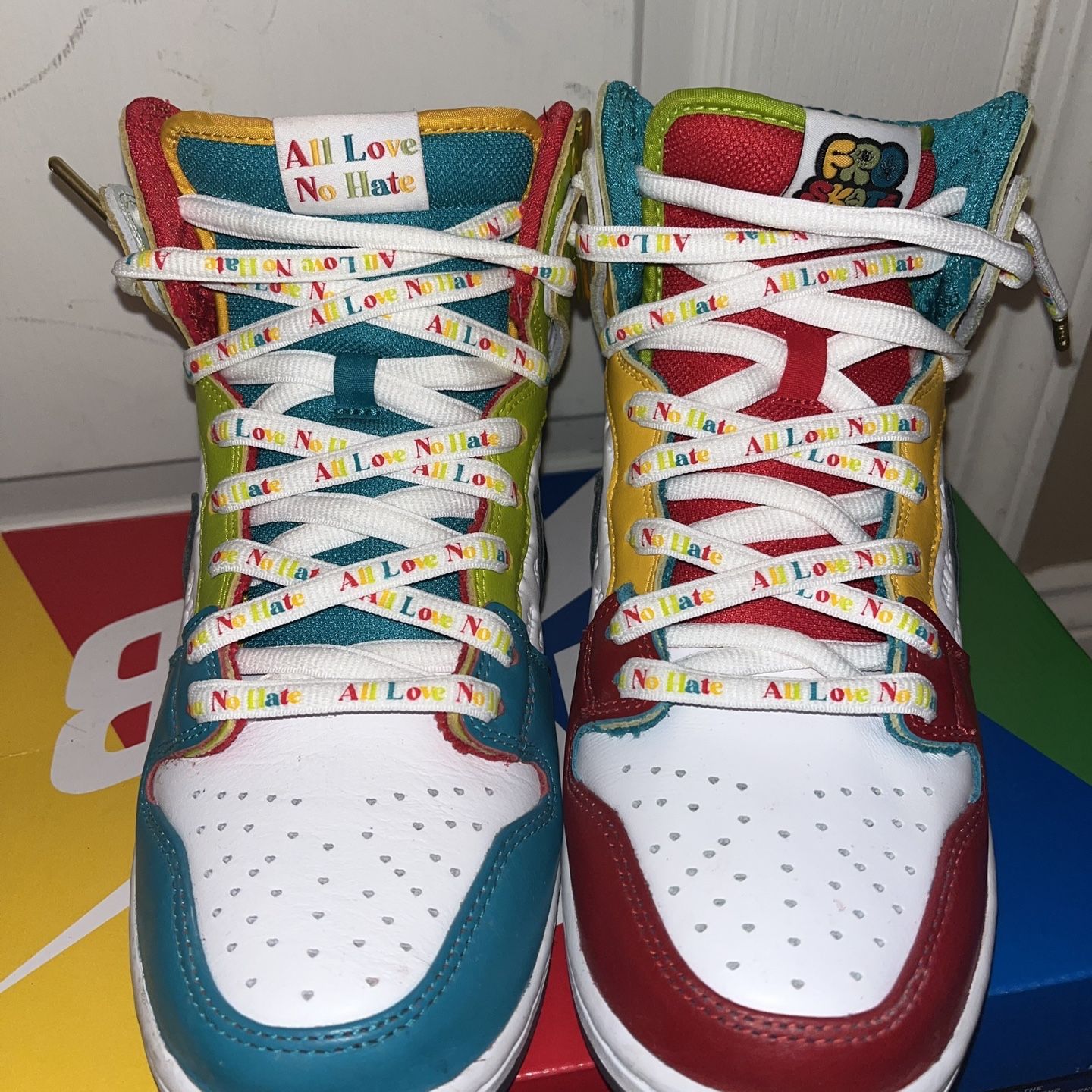 NIKE SB DUNK HIGH PRO QS DH7778-100 SIZE 10 FROSKATE ALL LOVE NO 