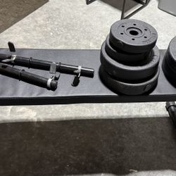 Unused Weight Bench with weights