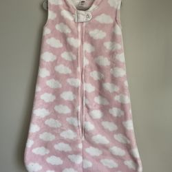 HB Hudson Baby Sleeping Bag 6-12 months Sleepsack Sleeveless Pink Clouds Fleece