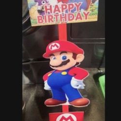 Mario brother birthday sign