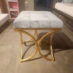 Fancy Velvet Blue And Gold Ottoman Brand New 