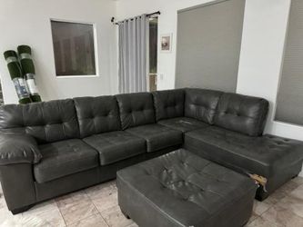 Used Grey Leather Couch