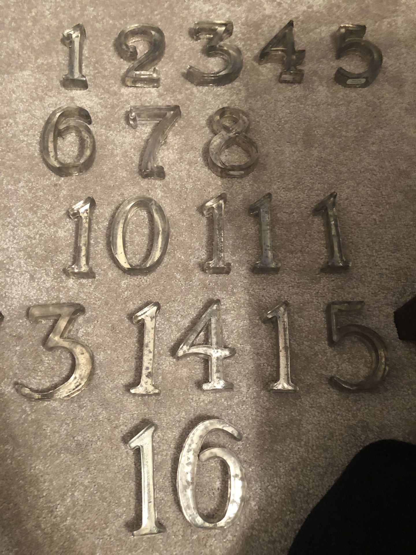 BHLDN Mercury Glass Table Numbers, Wedding
