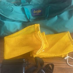 Vtg Sports Mate Brand Teal & Purple Duffel Bag 10”x19”x29”