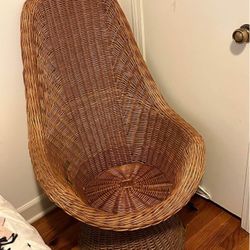 Boho Mid Century wicker high back chair