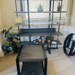 Matching Furniture Shelving & End Table Pair 
