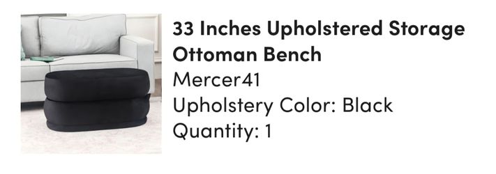 Black ottoman storage bench