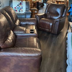 Leather Loveseat And Chair