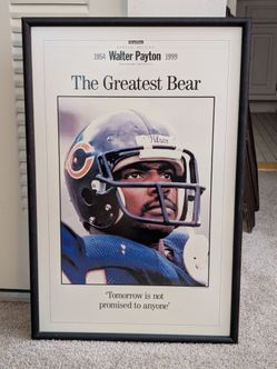 Vintage Walter Payton "The Greatest Bear" Chicago Bears Framed Memorial Print 24"x16"