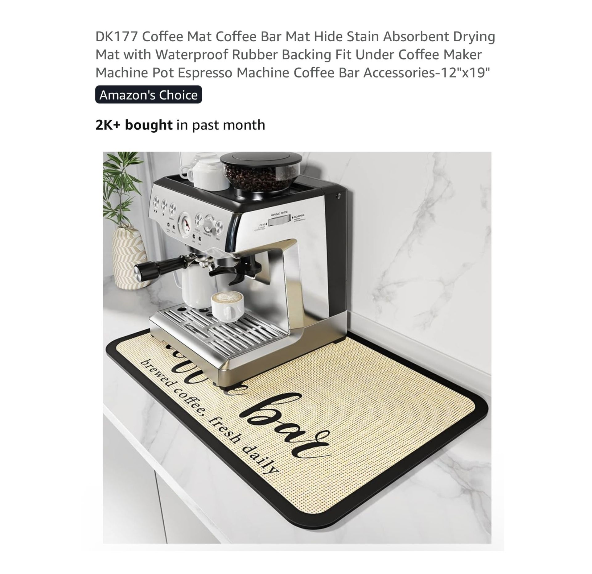 Brand new 12x19” Coffee Mat Coffee Bar Mat Hide Stain Absorbent Drying Mat with Waterproof Rubber Backing Fit Under Coffee Maker Machine Pot Espresso