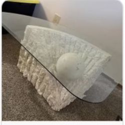 Postmodern Triangular Tessellated Stone Coffee Table Sphere Style Marble